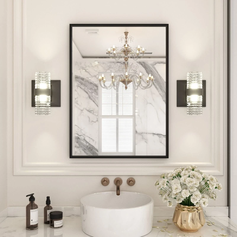 LOAAO Black Metal Framed Mirror 22"X30"