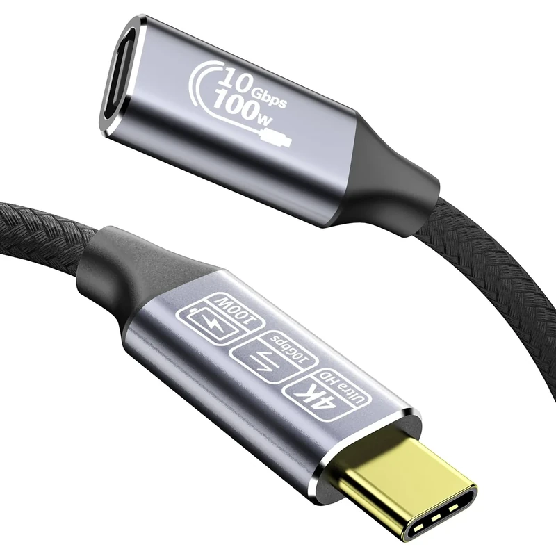 CAKOBLE USB C Extension Cable 0.25m, usb c male to usb c female cable usb c extension cable 10gbps,4K@144Hz Video USBC Extension, 100W 5A/20V Type C Extension Cable Data Transfers for iPhone 16/15