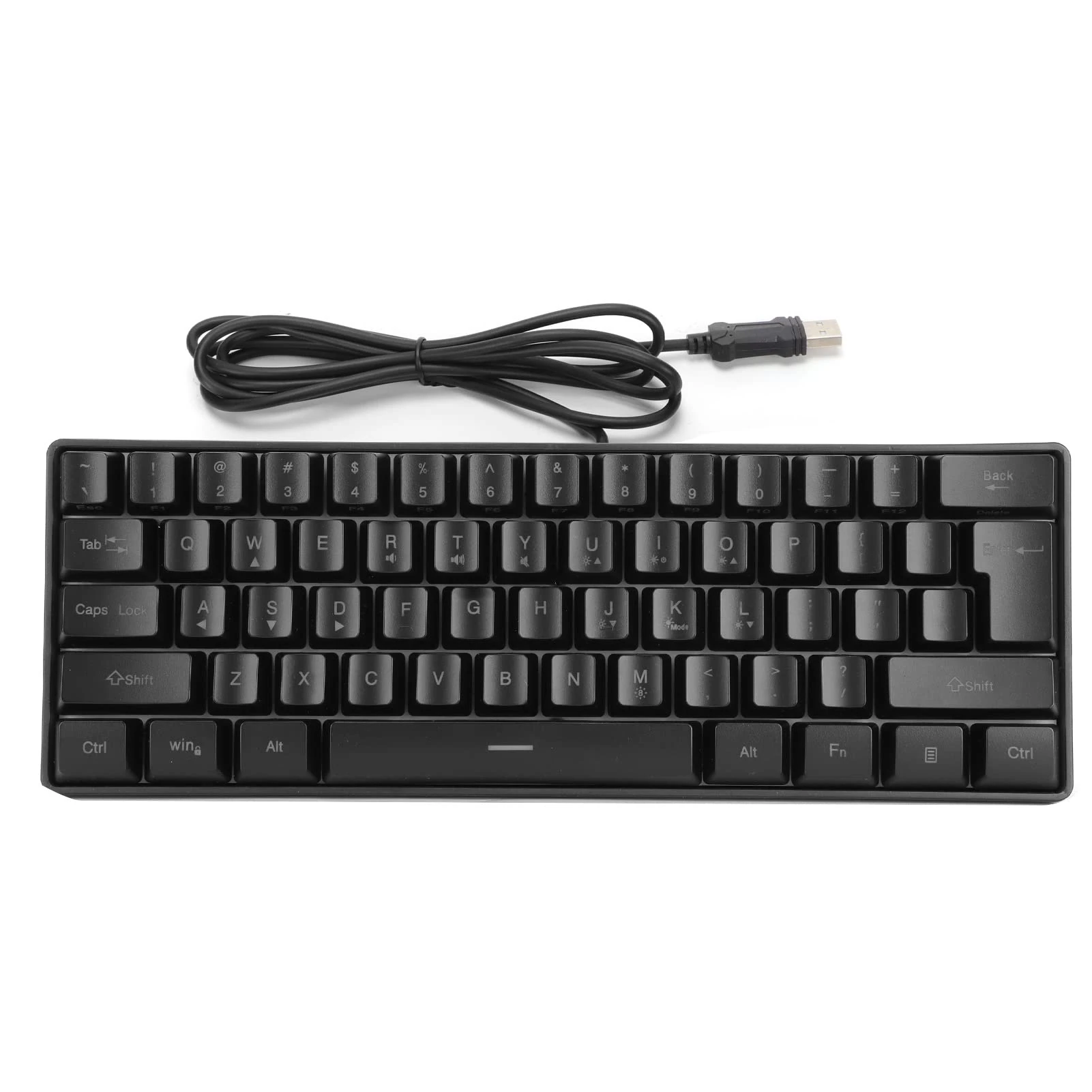 Elprico Gaming Keyboard, 61 Keys 5 Adjustable Levels RGB USB Wired Mechanical Keyboard FN Combination Shortcut Keys USB Keyboard