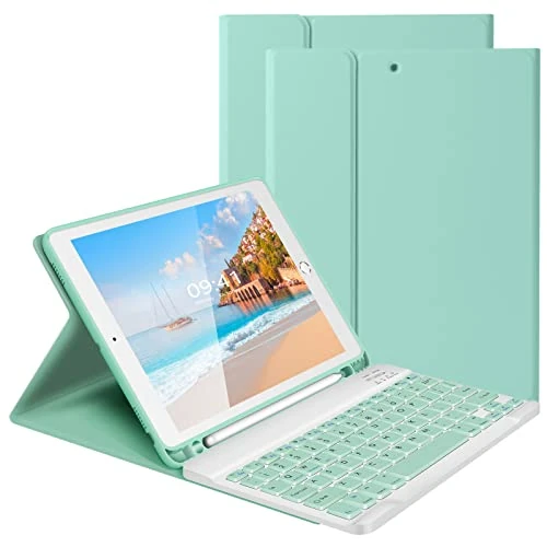 LAMA 9.7 Inch iPad Keyboard Case, Wireless Keyboard Case for 9.7" iPad Pro (2018 6th Generation, 2017 5th Generation, 2016 Pro, Air 2/1) Detachable Keyboards Cases&Pencil Holder, Green