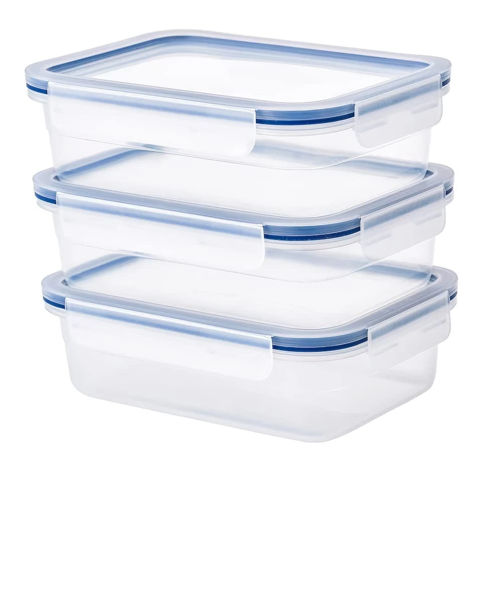Ikea TSSP Food container with lid, rectangular plastic 1.0 l (Pack of 3)