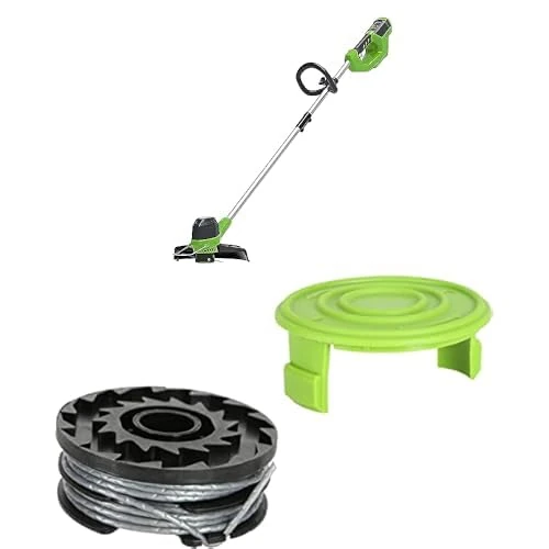 Greenworks 40V Cordless Strimmer for Medium Gardens, Autofeed 1.65mm Nylon Line, WITHOUT 40V Battery & Charger, G40LT + 2m Strimmer Spool with Protective Cover