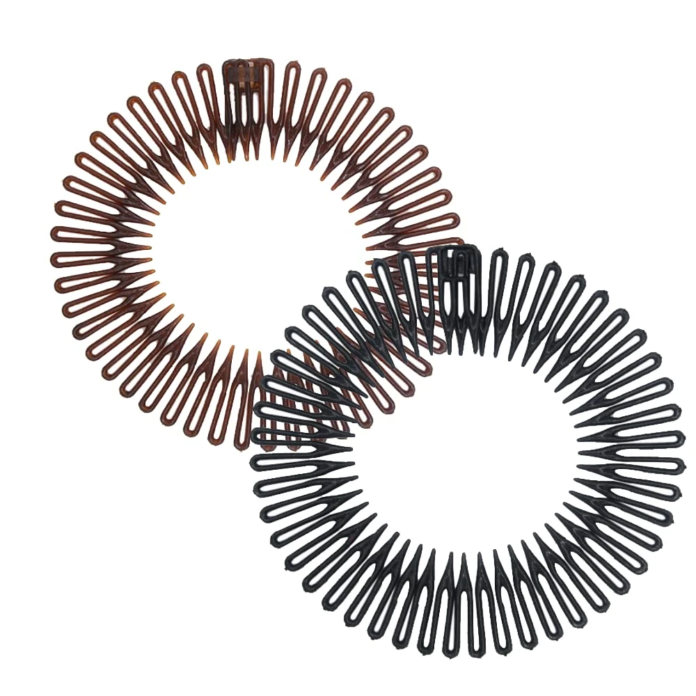 CCLKHY 2 Pcs Stretch Hair Comb Band, Flexible Plastic Circle Comb with Circular Tooth Headband