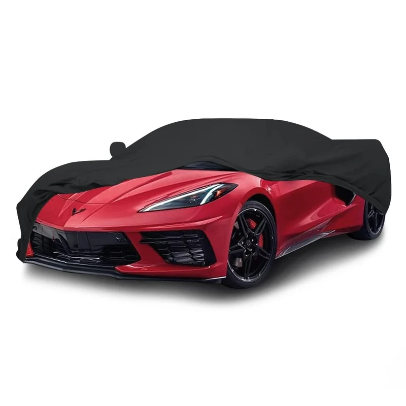 SLanguage - 160 x 460cm Car Cover Sports Car Interior Stretch Velvet Dustproof Cover for 2009-2022 Chevrolet Corvette Black