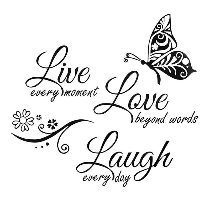 VIKSAUN Live Love Laugh Wall Stickers, Motivational Wall Stickers, Inspirational Family Quotes Lettering Wall Decals Art, Wall Sign Art Decor, for DIY Home Decoration for Bedroom Living Room (1 Psc)
