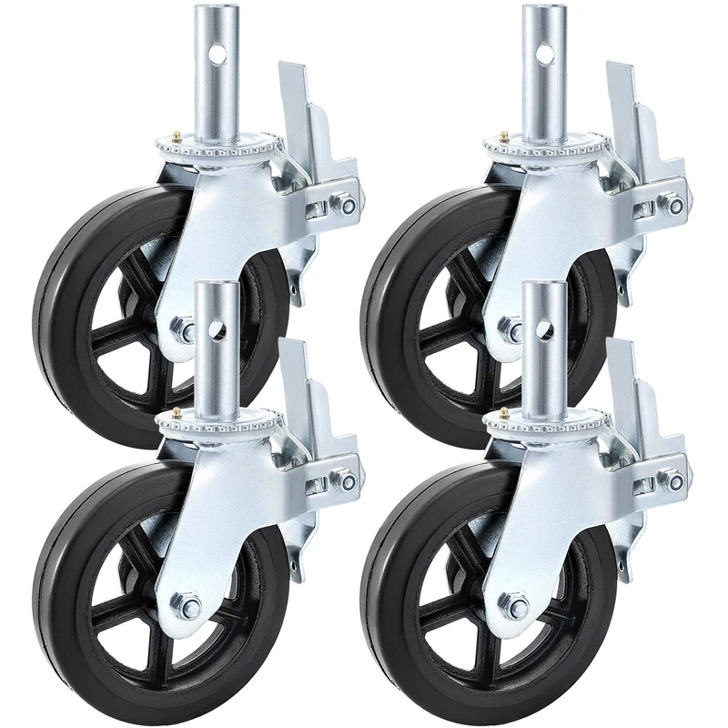 VEVOR 4 Pack 8 Inch Iron Core Polyurethane Swivel Caster With Dual Locking Brake Adjustable Legs 1100LBS Capacity per Wheel