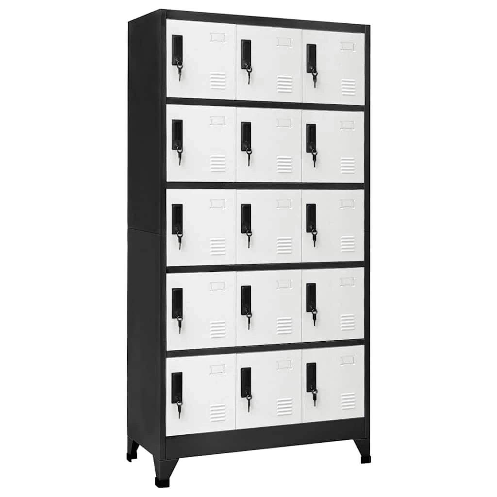 vidaXL Cabinet with Lockers, Storage Cabinet, Sports Equipment, Office Cleaning Products, Anthracite and White, 90 x 40 x 180 cm, Steel
