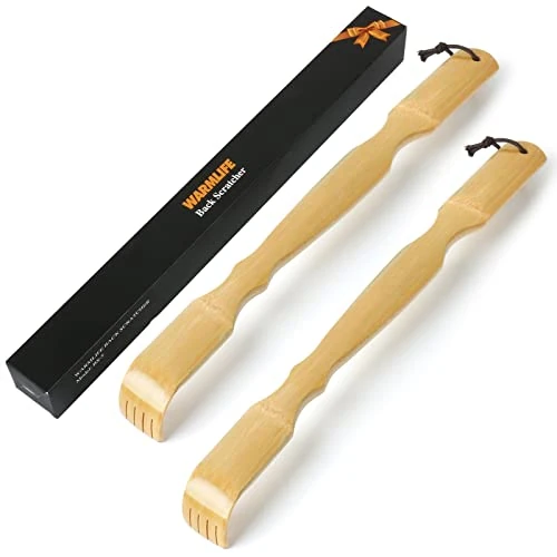 WARMLIFE Back Scratcher, 2 Pack Bamboo Back Scratcher for Men and Women, 17 Inch Long Handle Back Massager Relaxation Gifts for Mom and Dad
