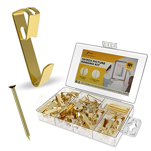 StayUnique1- 101 PCs Picture Hooks Heavy Duty- 30LB Rustproof Picture Hanging Hooks Comes with Nails- Durable & Unbendable Hard Wall Picture Hook