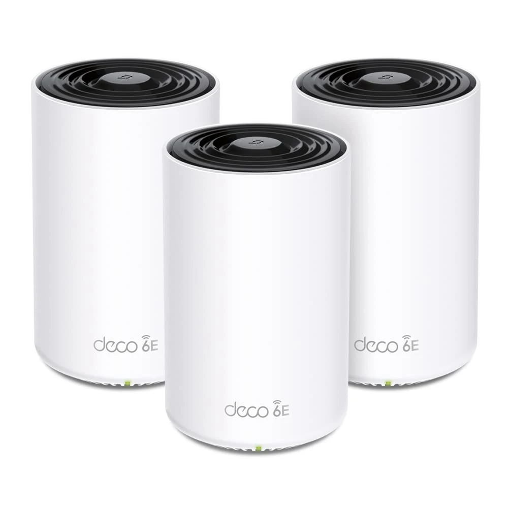 TP-Link Deco XE75 Mesh WLAN Set (3 Pack), Wi-Fi 6E AXE5400 Tri-Band Router & Repeater, 3 x Gigabit Ports for Each Unit, Recommended for Houses with 4-7 Bedrooms, Comprehensive Youth Protection, WPA3
