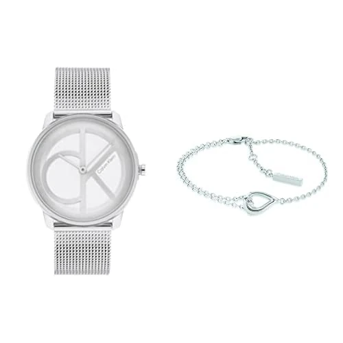 Calvin Klein Analog Quartz Watch with Silver dial and Stainless Steel Bracelet for Women