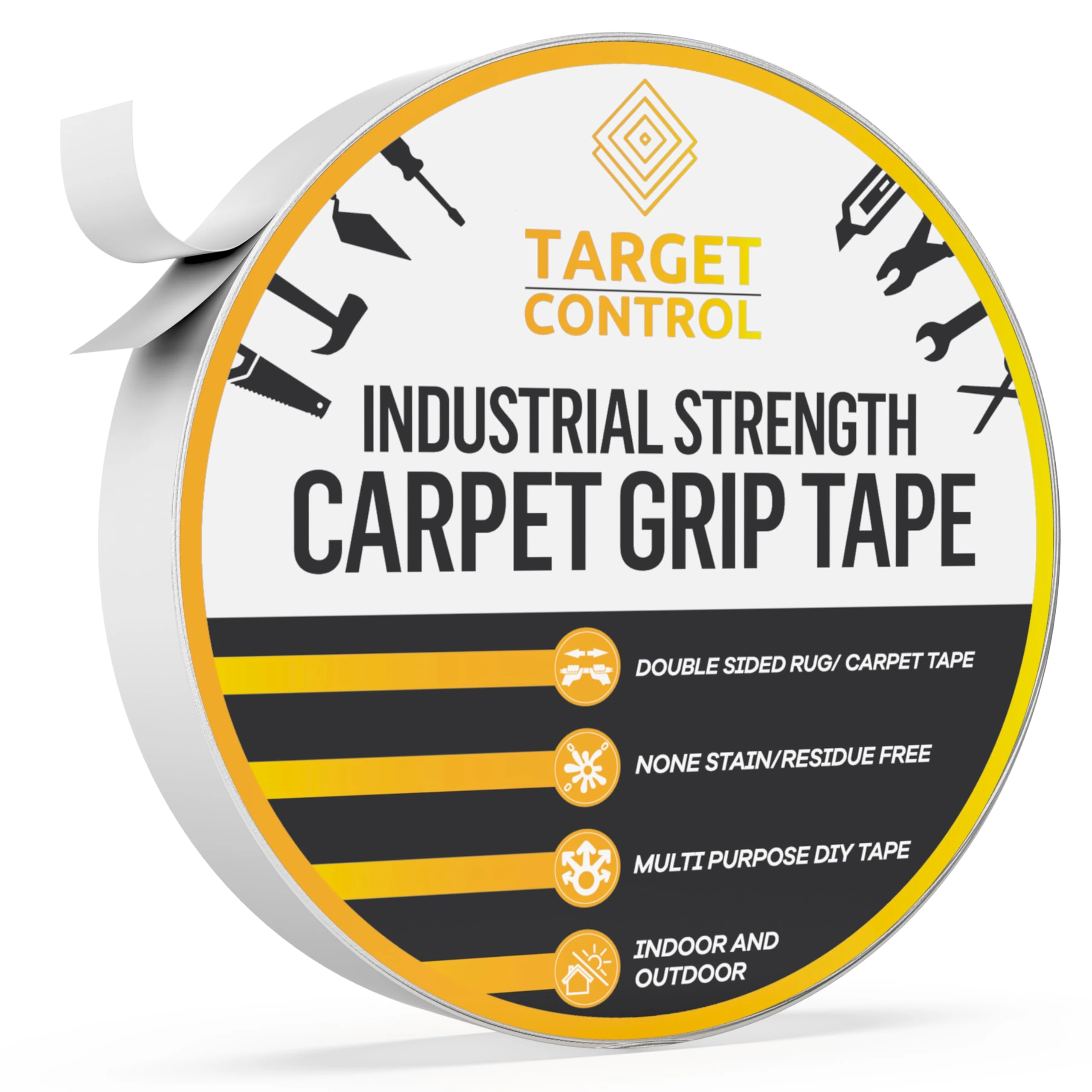 Target Control 50ft - Double sided Carpet Tape Heavy Duty, Extra Strong Rug Tape For Vinyl Flooring, Gripper Rug Tape for Wood Floors, Stop Rug Sliding