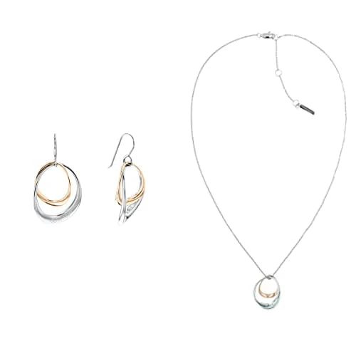 Calvin Klein Warped Rings Two-tone Stainless steel and Rose Gold necklace and earrings for women - Image 1