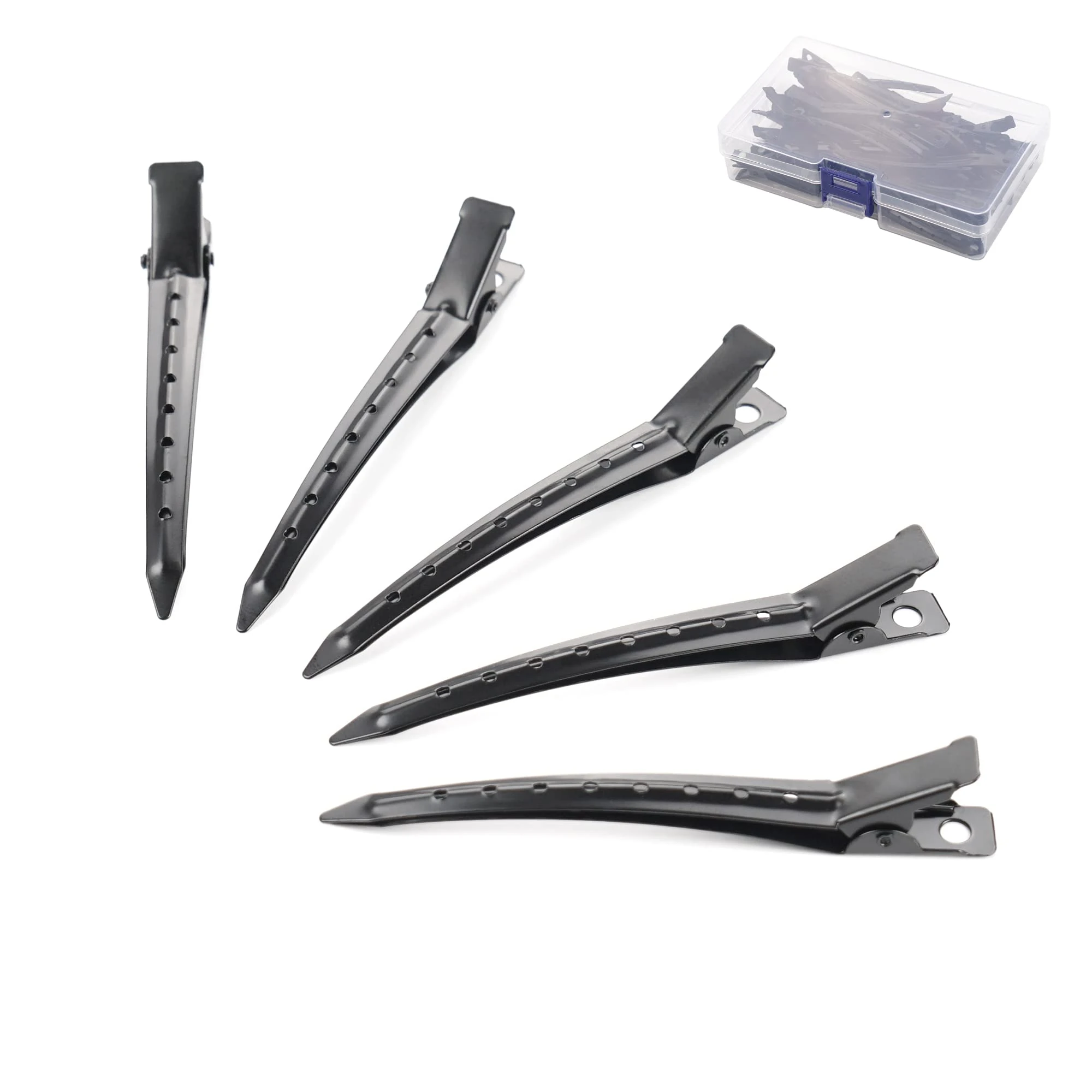 JOYOYO 40 Pcs Duck Billed Hair Clips Hair Styling Clips Metal Crocodile Clips Pin Curl Clips with Holes, Professional Hair Sectioning Clips for Barbershop Women Girls 3.5 Inch