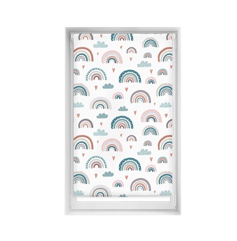 Blindecor Easy No Drilling Printed Venetian Blind, Translucent Digital Print, Rainbow Blue, 90 x 150 cm (width x height), Fabric Size 87 x 145 cm