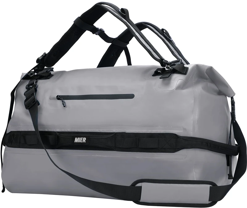 MIER Large Waterproof Duffel Bag - 80L Dry Bag Backpack, Gray