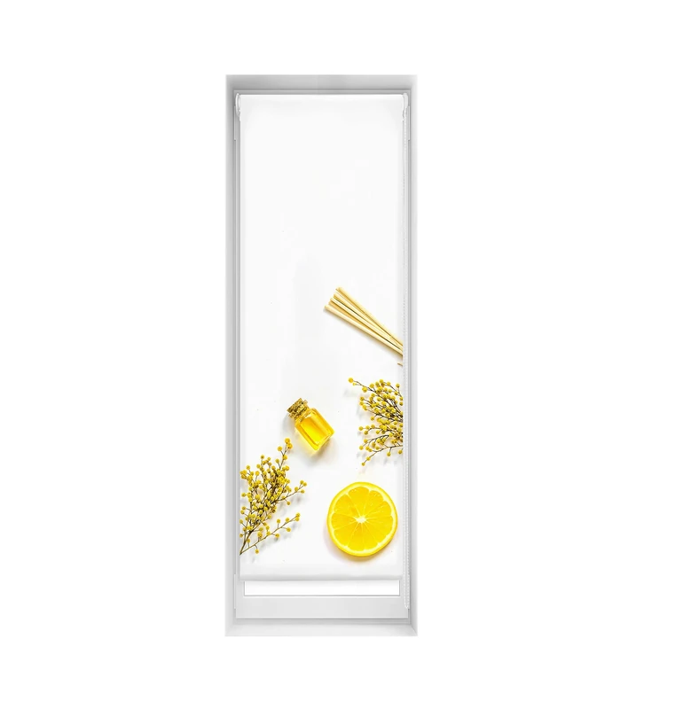 Blindecor Easy Venetian Blind, No Drilling, Printed, Translucent, Digital Print, Citron, 50 x 150 cm (width x height), Fabric Size 47 x 145 cm