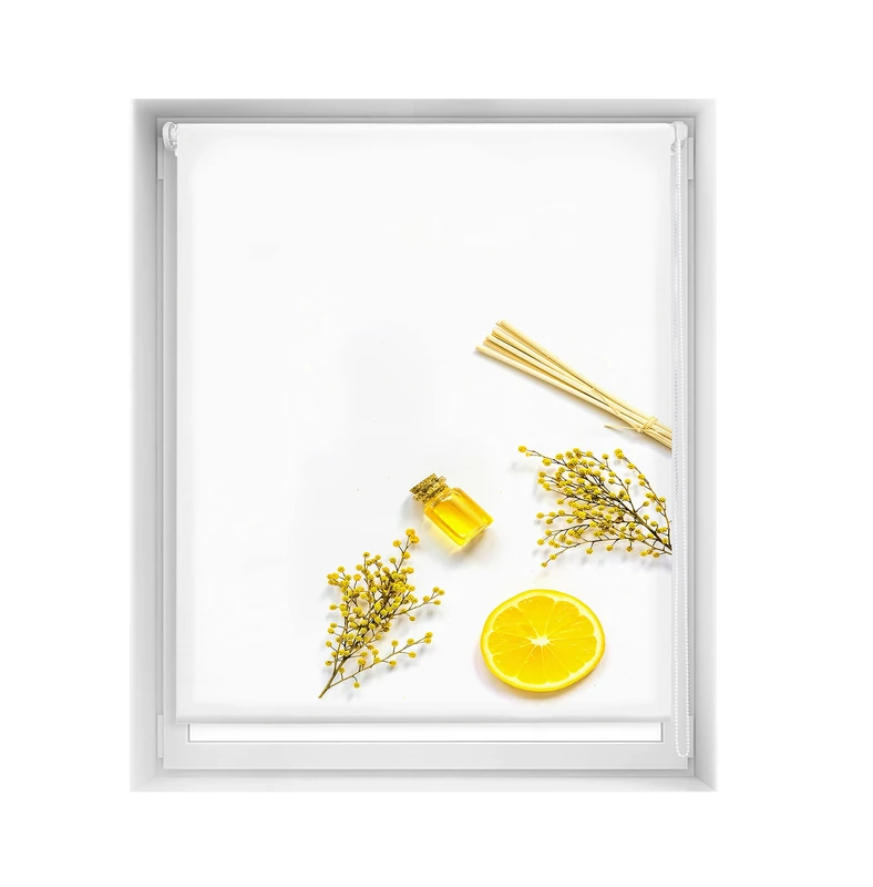 Blindecor Easy Venetian Blind, No Drilling Required, Printed, Translucent, Digital Print, Citron, 130 x 150 cm (width x height), Fabric Dimensions 127 x 145 cm - Image 1