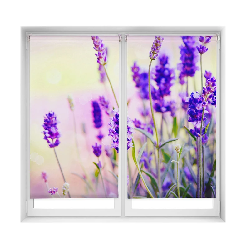 Blindecor Easy Roller Blind No Drilling Printed Translucent Digital Print Lavender 70 x 150 cm Fabric Size 67 x 145 cm Pack of 2 - Image 1