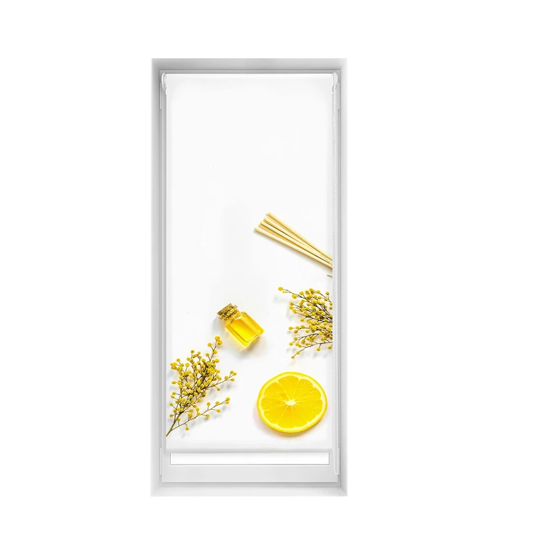 Blindecor Easy Venetian Blind, No Drilling, Printed, Translucent, Digital Print, Citron, 65 x 150 cm (width x height), Fabric Size 62 x 145 cm