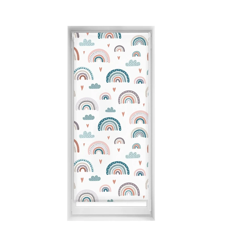 Blindecor Easy Roller Blind, No Drilling Required, Printed, Translucent, Digital Print, Rainbow Colours, Blue, 65 x 150 cm (width x height), Fabric Size 62 x 145 cm, Easyfix Relax Print