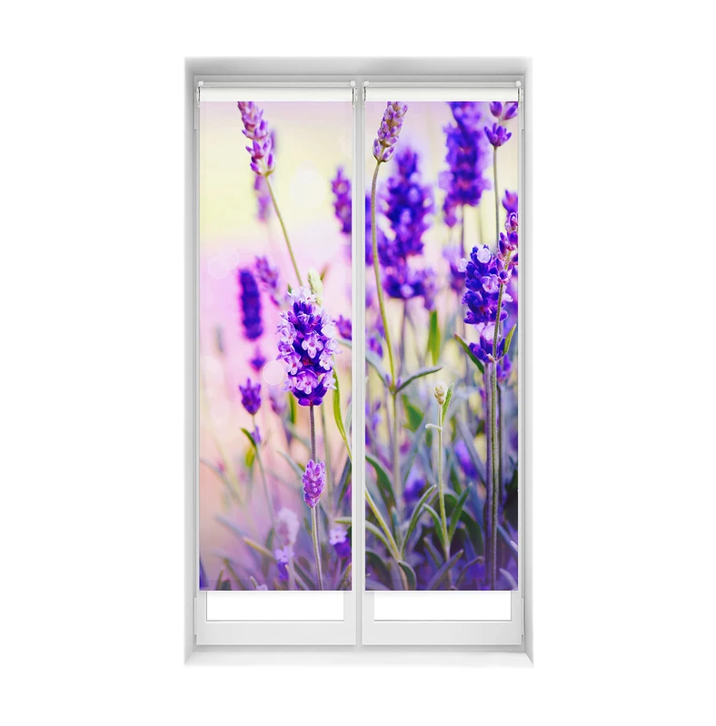 Blindecor Duo Relax | Pack of 2 Translucent Roller Blinds, No Drilling, Easy Fix Digital Printing, Lavender Model, 40 x 150 cm (W x H) Fabric Size 37 x 145 cm