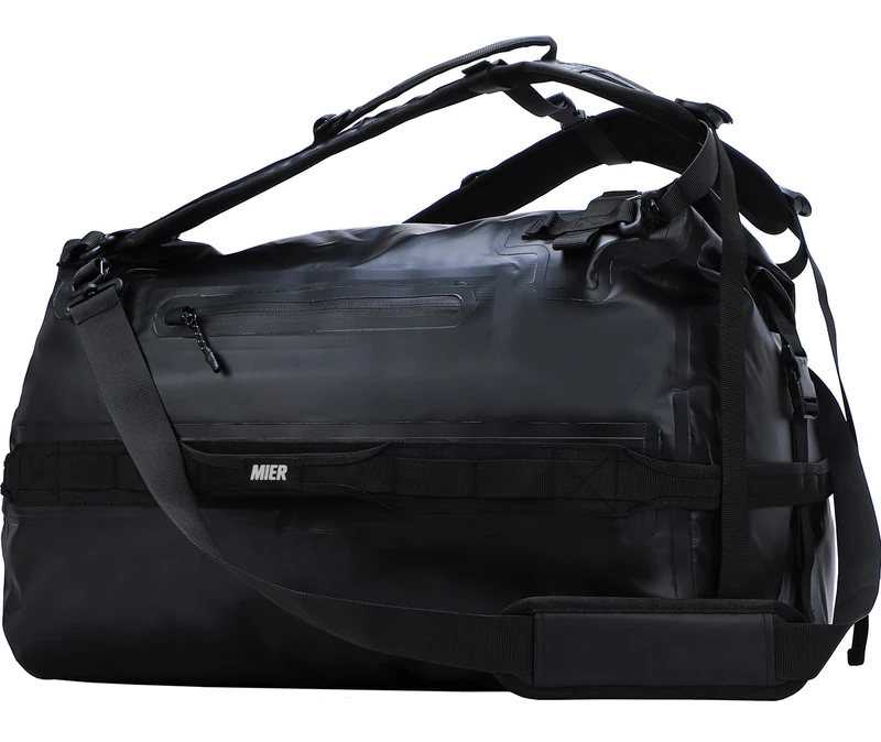 MIER Large Waterproof Backpack with Roll Top for Kayaking, Boating, Rafting, Surfing, Swimming, Front Zip Pocket, Padded Back Support and, Black, 80L, Waterproof