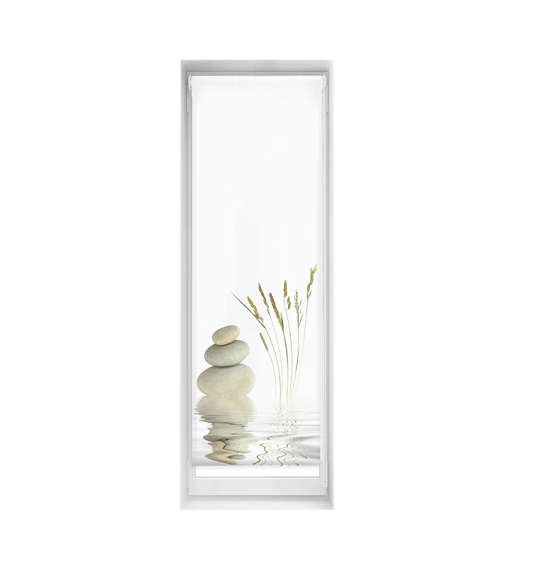 Blindecor Easy Venetian Blind, No Drilling, Printed, Translucent, Digital Print, White, 50 x 150 cm (width x height), Fabric Size 47 x 145 cm