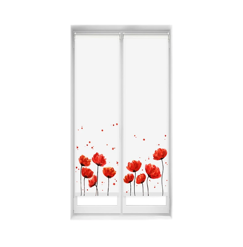 Blindecor Easy Pack of 2 Roller Blinds No Drilling Printed – Translucent Digital Printed Blind, Poppy, 40 x 150 cm (W x H) Fabric Dimensions 37 x 145 cm Estampado Easyfix Duo Relax