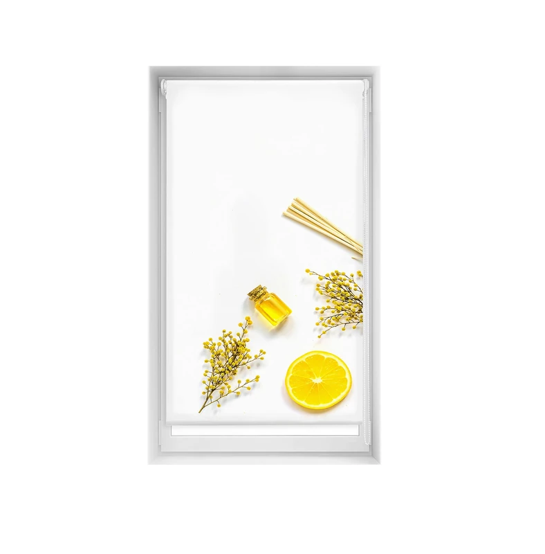 Blindecor Easy Venetian Blind, No Drilling Required, Printed, Translucent, Digital Print, Citron, 80 x 150 cm (width x height), Fabric Dimensions 77 x 145 cm - Image 1