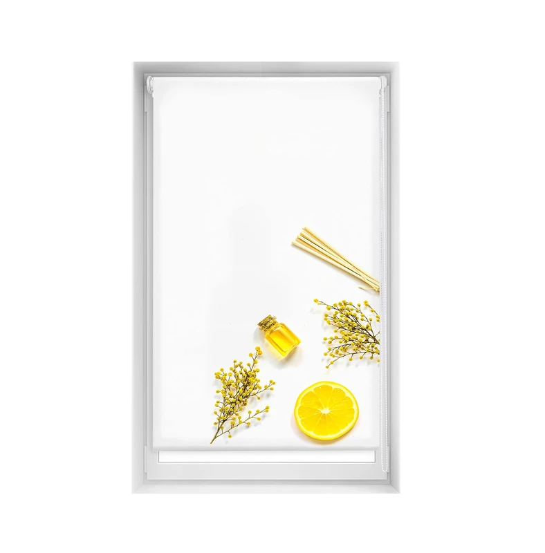 Blindecor Easy Venetian Blind, No Drilling Required, Printed, Translucent, Digital Print, Citron, 95 x 150 cm (width x height), Fabric Dimensions 92 x 145 cm