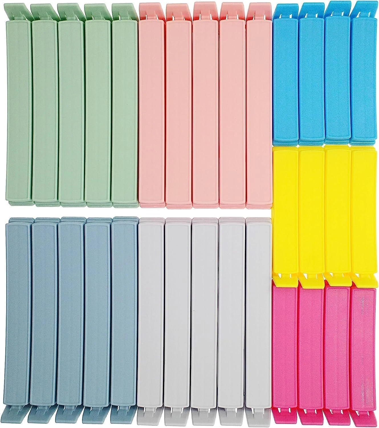 Yarall 32 PCS Food Bag Clips for Food Storage & Freezer, Curved‑Design Plastic Food Clips for Kitchen & Home Use, 2 Sizes (11cm x 20, 7.8cm x 12)