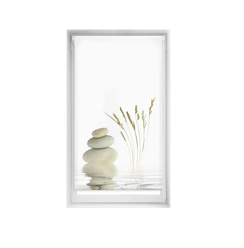 Blindecor Easy Venetian Blind, No Drilling, Printed, Translucent, Digital Print, White, 85 x 150 cm (width x height), Fabric Size 82 x 145 cm
