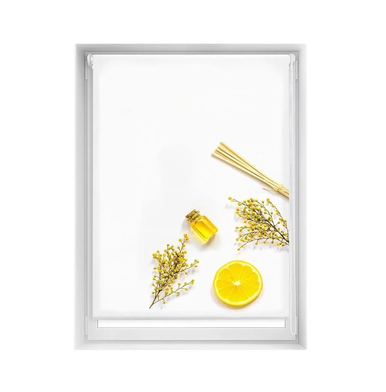 Blindecor Easy Venetian Blind, No Drilling Required, Printed, Translucent, Digital Print, Citron, 100 x 150 cm (width x height), Fabric Dimensions 97 x 145 cm - Image 1