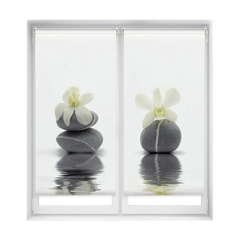 Blindecor Easy Pack of 2 Roller Blinds No Drilling Printed - Translucent Digital Print Blind, Orchid, 65 x 150 cm (W x H) - Fabric Dimensions 62 x 145 cm - Pack of 2 Blinds