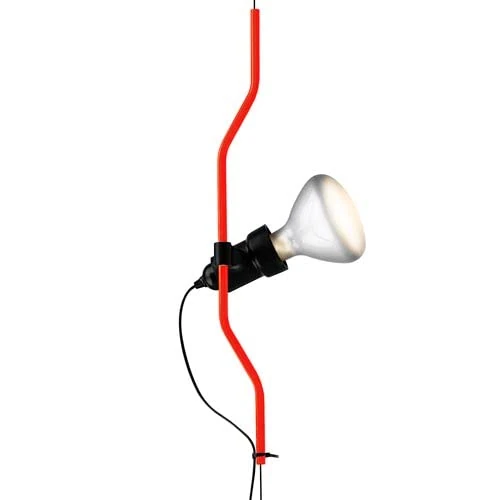 Flos Parentesi Dimmer Element Supplement for Parentesi Lamp, Consists of Metal Arc, Lamp Holder and Cable with Switch, Dimmable Version, Colour Red