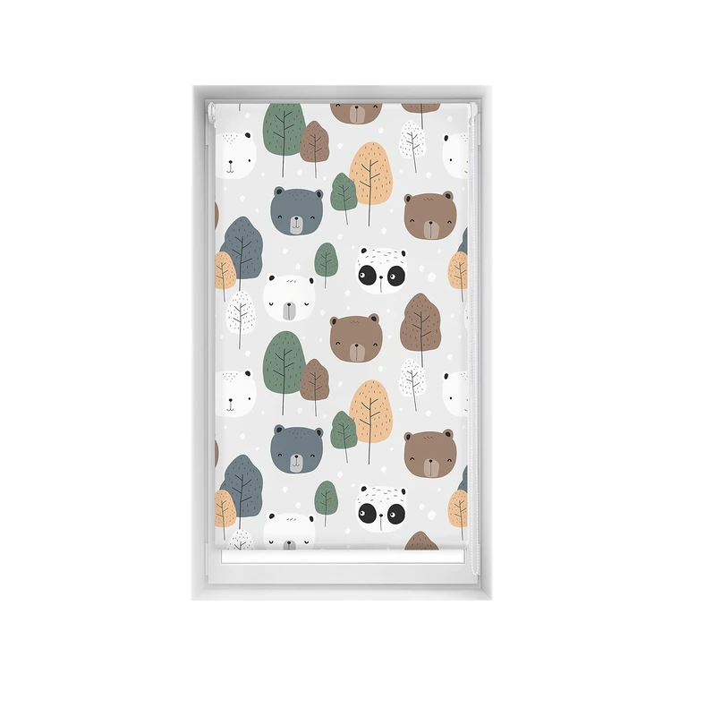 Blindecor Easy Venetian Blind, No Drilling, Printed, Translucent, Digital Print, Bear, 80 x 150 cm (width x height), Fabric Size 77 x 145 cm - Image 1