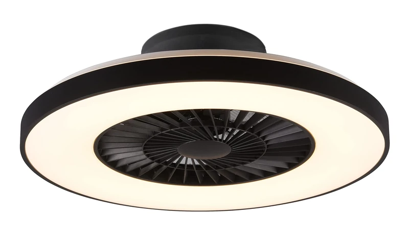 Reality Leuchten Halmstad R62672132 LED Ceiling Light Fan Plastic Matte Black/White Includes 40 Watt LED Fan 40 Watt