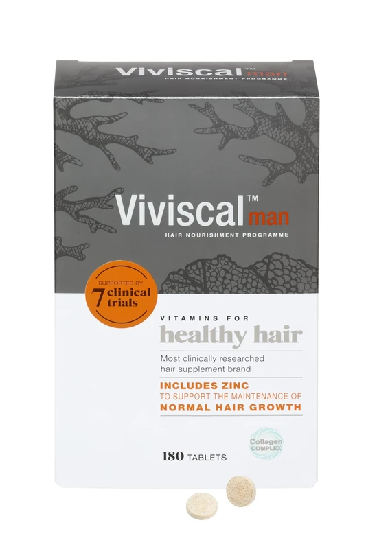 Viviscal Hair Supplement For Men, Pack of 180 Tablets, Natural Ingredients with Rich Marine Protein Complex AminoMar C, Zinc & Flax Seed, Contributes to Healthy Hair Growth (3 Month Supply)
