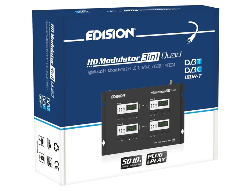 Edision HDMI Modulator 3in1 Quad - 4 HDMI to 2 RF Outputs