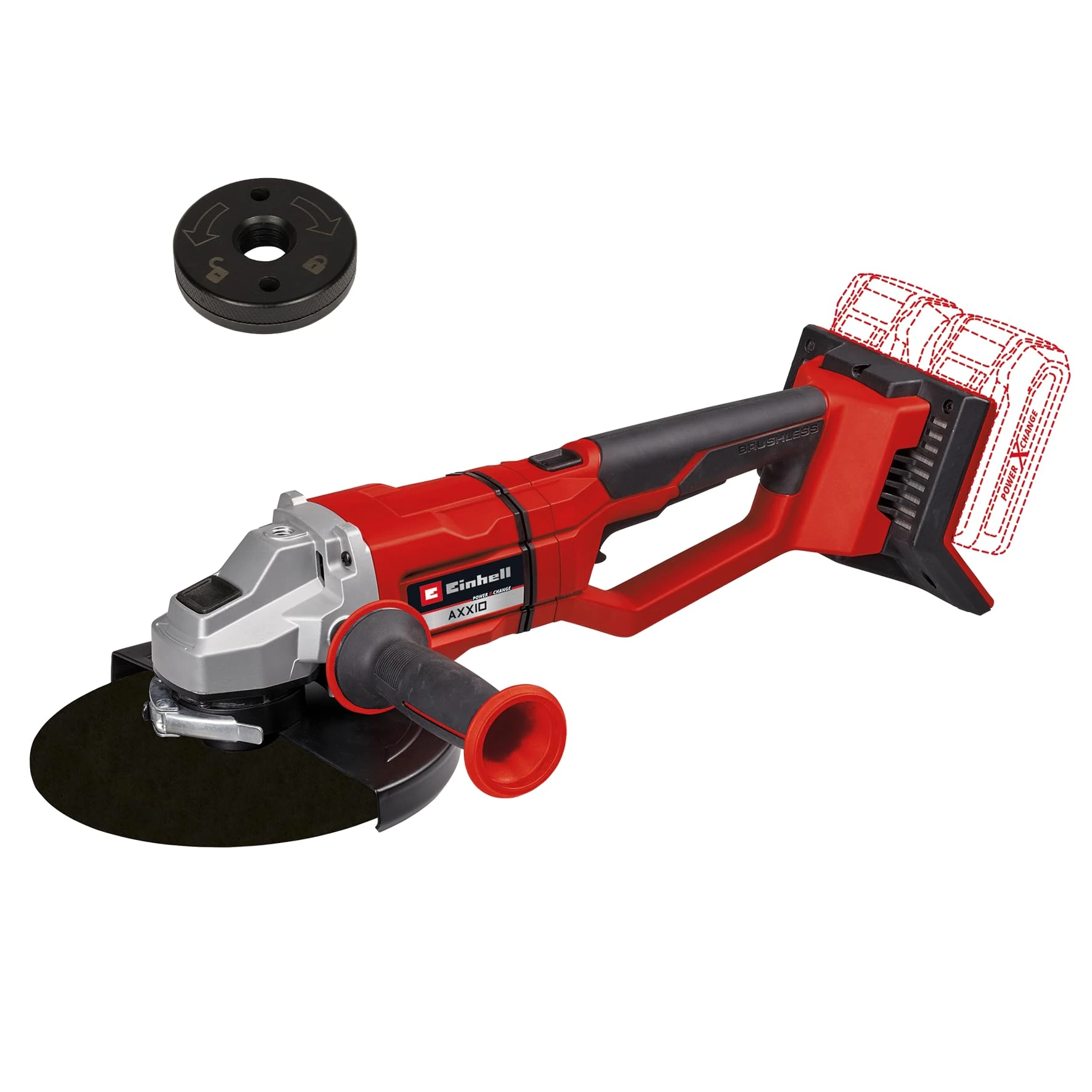 Einhell Professional Cordless angle grinder AXXIO 36/230 Q Power X-Change (36 V, 2200 W, max. cutting depth 70 mm, 6,600 rpm, brushless motor, supplied without battery, charger & cutting disc)