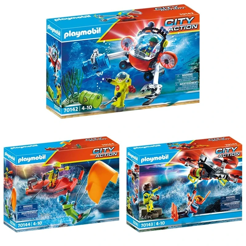 Playmobil City Action Sea Rescue Set (includes 70142 Environmental Expedition with Dive Boat, Diver and 70144 Kitesurfer with Speedboat) for ages 4+