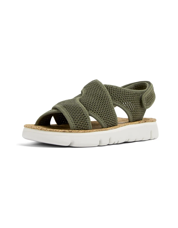 Camper Women's X-Strap Sandal Flat, Medium Green 001, 9 UK