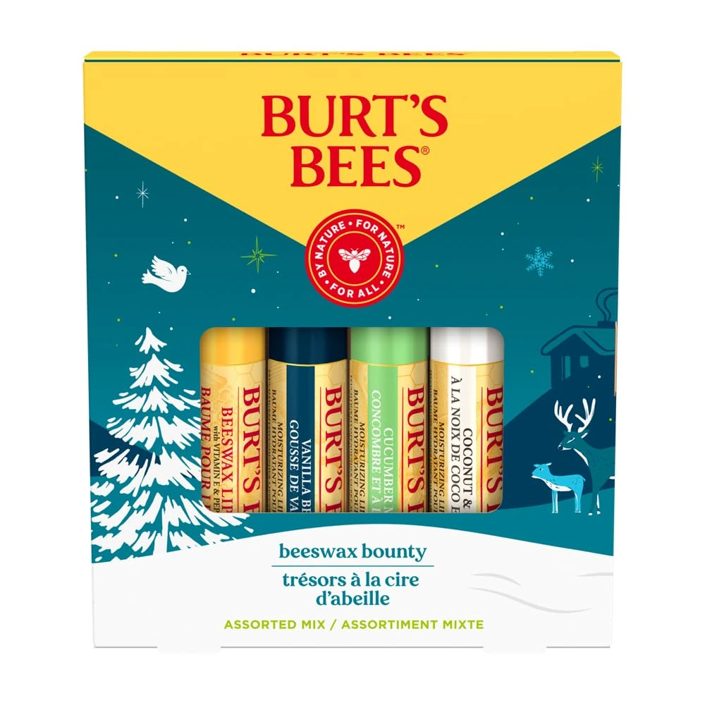 Burt's Bees Lip Balm Gift Set, Beeswax, Vanilla Bean, Cucumber Mint, Coconut & Pear, Lip Balm Multipack, 4x4.25g