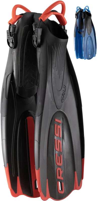 CRESSI Maui Fins Black/Red (Dive Center) S/M - Adjustable Long Fins for Swimming and Snorkelling, S/M (4/7 UK - 38/41 EU), Adult Unisex
