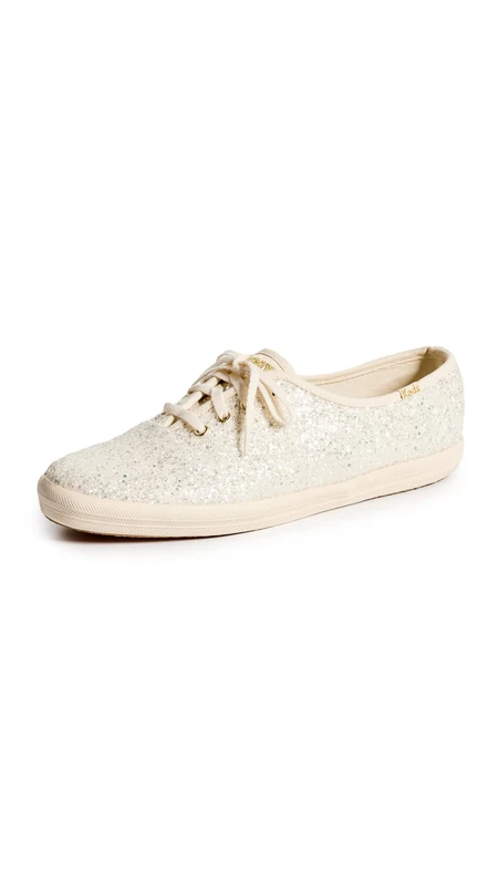 Keds Women's Champion Lace Up Sneaker, Glitter Cream, 7.5 UK