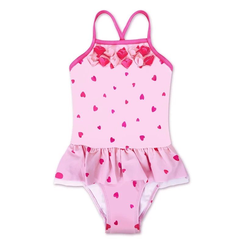 Gifts Treat Girls Swimming Costume One Piece Skirt Swimwear Cute Swimming Costume for Toddler Girls Bathing Suit, Pink, 4-5T