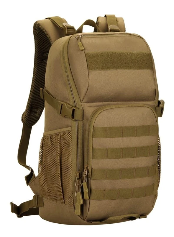 HUNTVP Military MOLLE Backpack Hunting Rucksack Gear Tactical Backpack Assault Pack Student School Bag 25L, Brown, Travel Backpacks