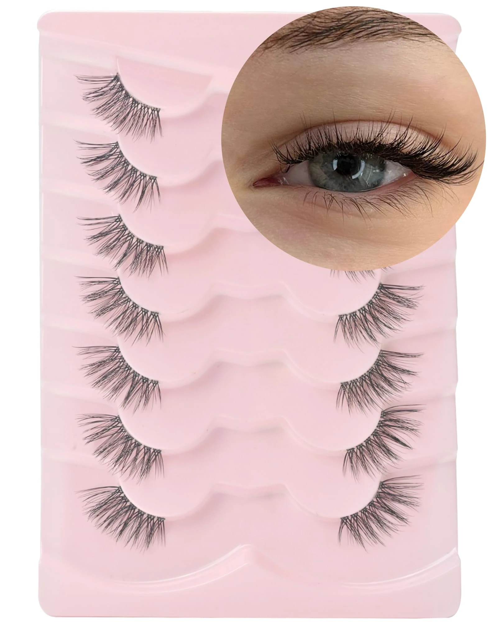 Onlyall Half Fake Eyelashes Natural Wispy Lashes Fluffy Half Lash Corner Eyelash Accent 3D Mink 7 Pairs C08