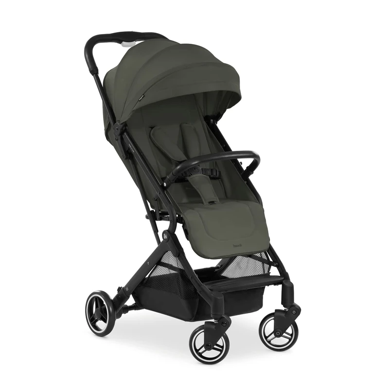 hauck Travel N Care Travel Buggy for Children from Birth to 22 kg with Reclining Function, Ultralight - 6.9 kg, Small Foldable with One Hand, UPF 50+, EVA Wheels, Basket up to 3 kg (Dark Olive)